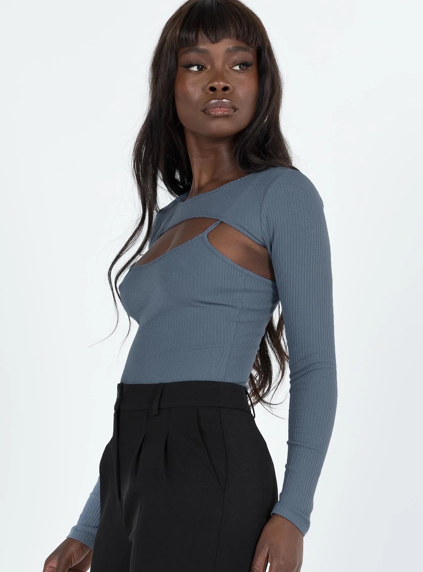 Calla Long Sleeve Bodysuit Steel Gym Holiday Night Clean