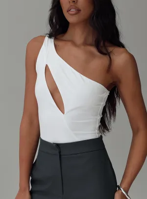 Gravin Cut Out Bodysuit White Wedding Vintage Stretch Couple