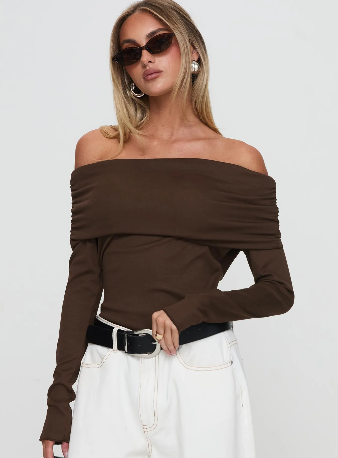 Smart Adult Spoilt Off The Shoulder Bodysuit Brown