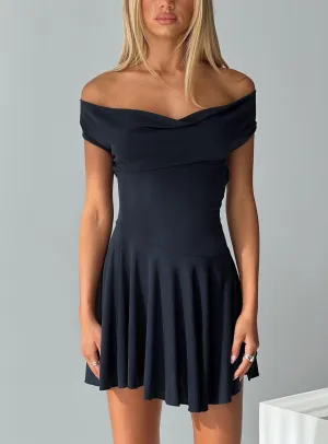 Edge Light Body Heat Cowl Mini Dress Navy