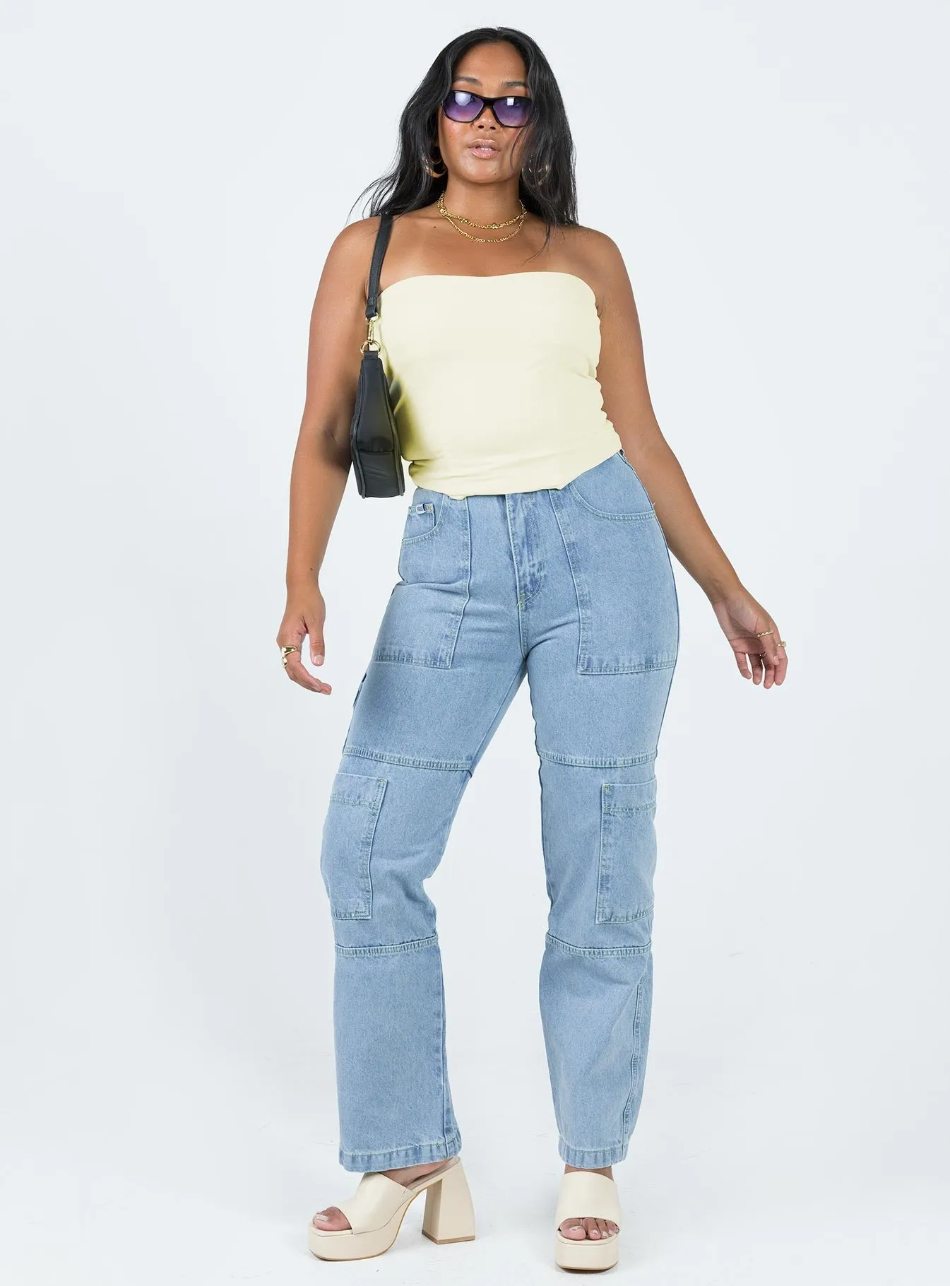 Carta Tube Corset Top Yellow simple design Light Reflective Printing