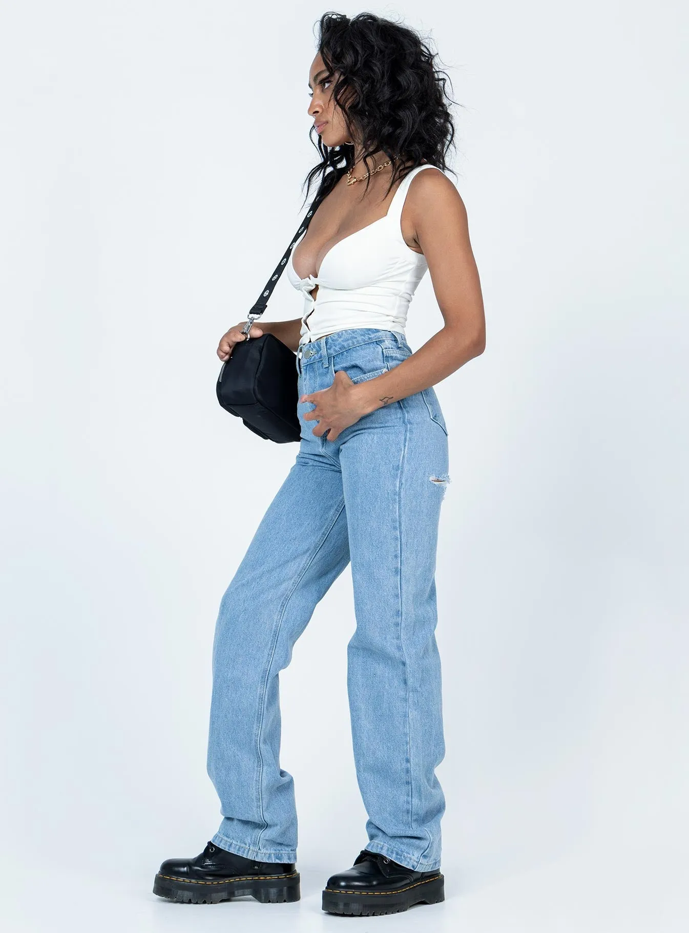Elegant Vibrant Textured Marian Mid Rise Jeans Denim