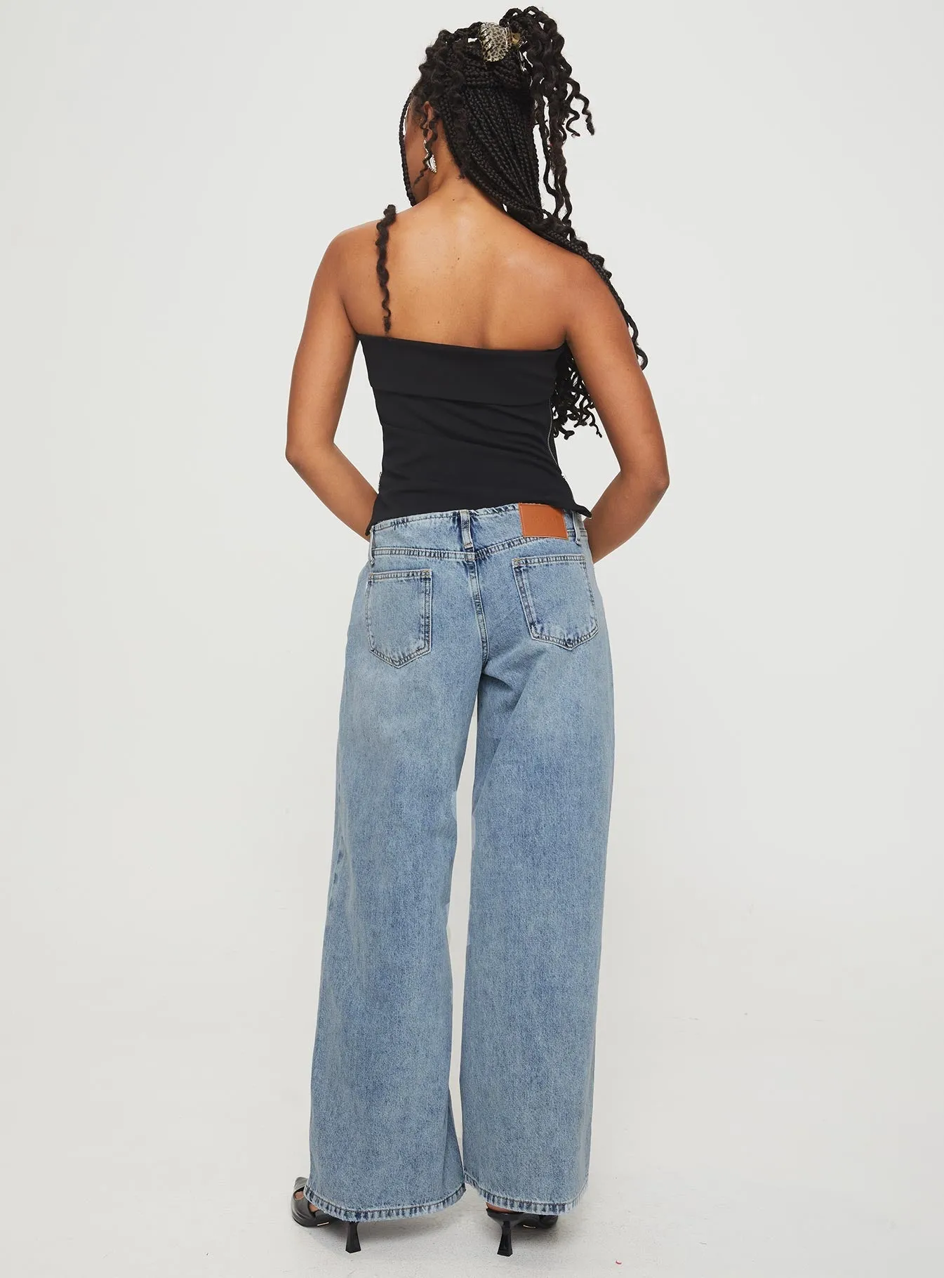 Breathable Brunch Outfit Flexible Piece Mongo Baggy Jeans Light Wash