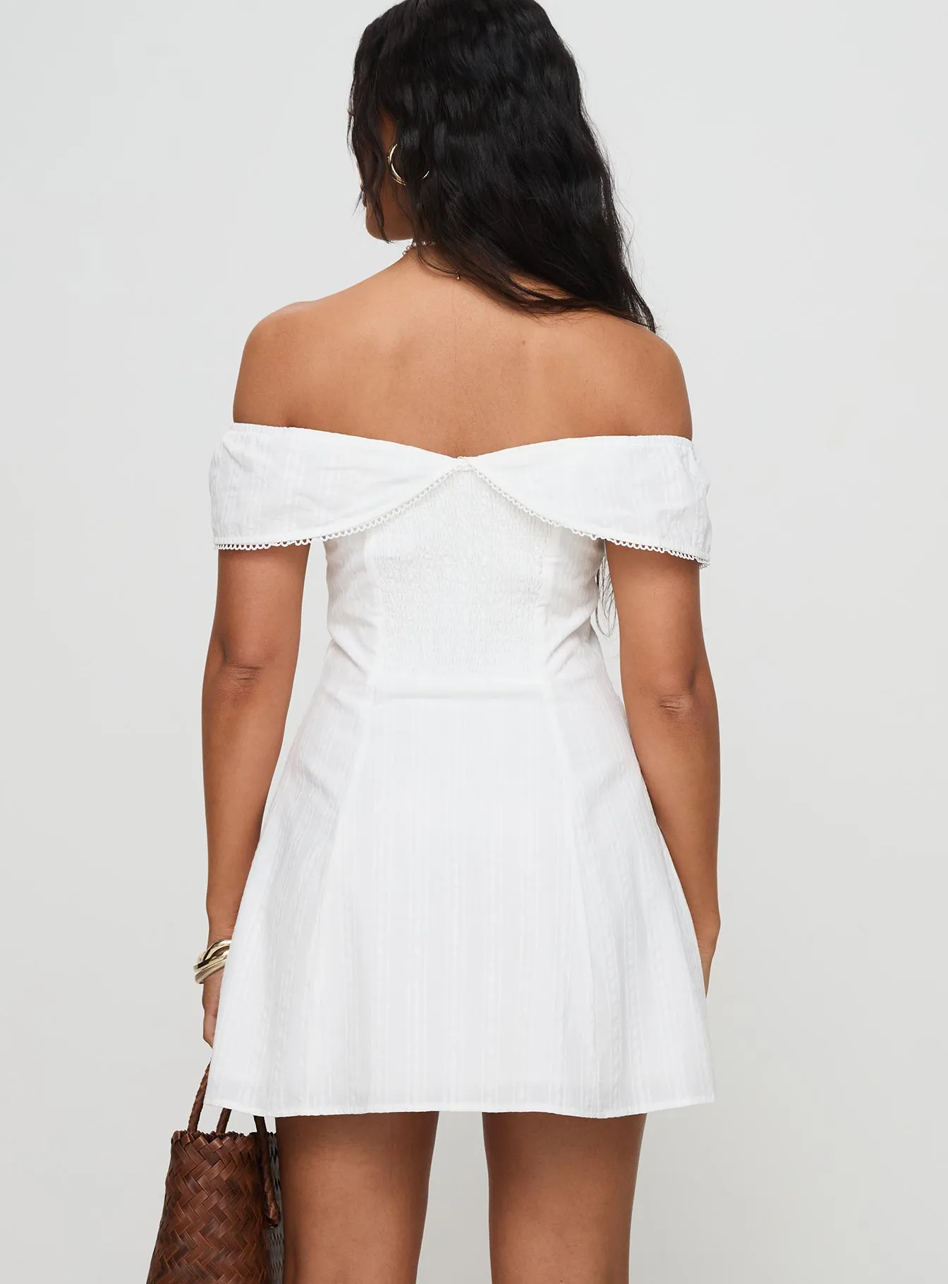 Cerilla Off Shoulder Mini Dress White Pop Beat Elegant formal mini gown