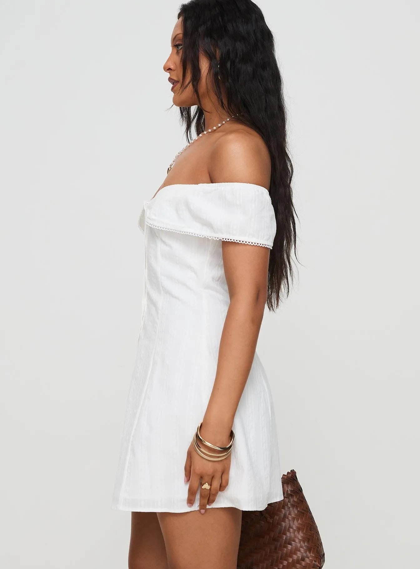 Sassy Pop Chafe Guard Cerilla Off Shoulder Mini Dress White