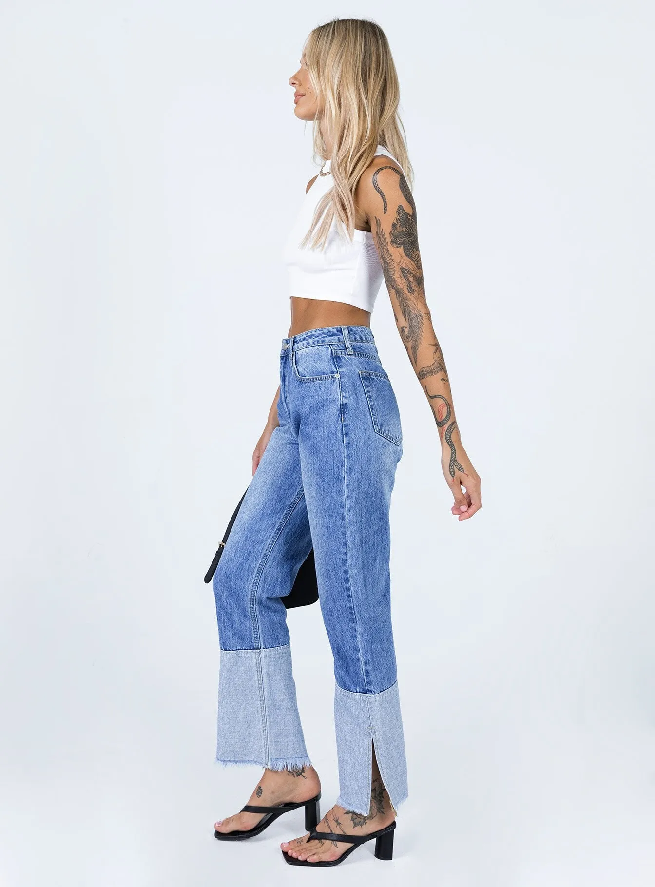 Popular Style Rhode Straight Leg Spilt Hem Denim Jeans