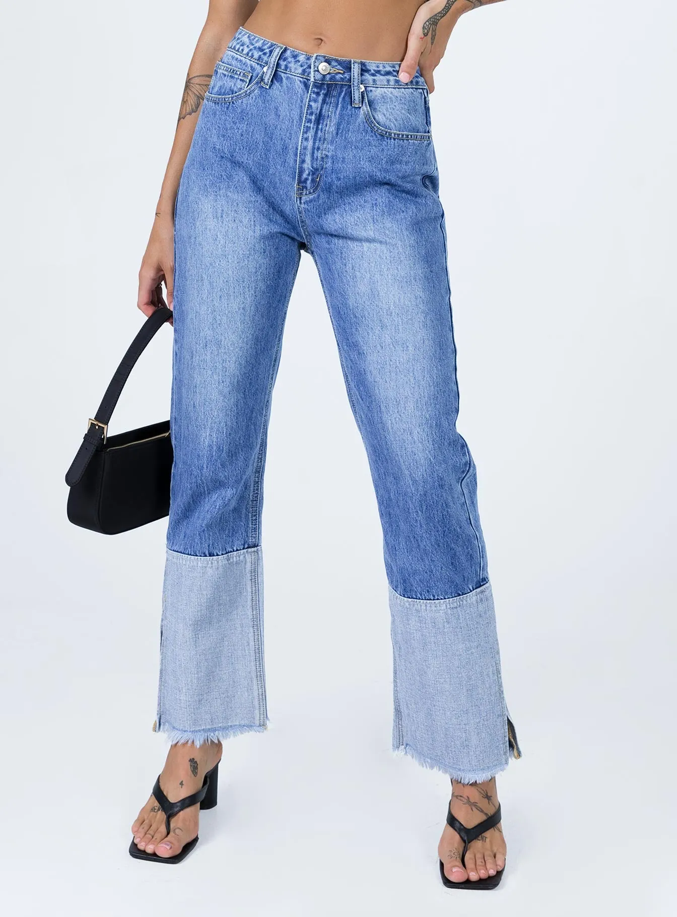 Outfit Mood Rhode Straight Leg Spilt Hem Denim Jeans