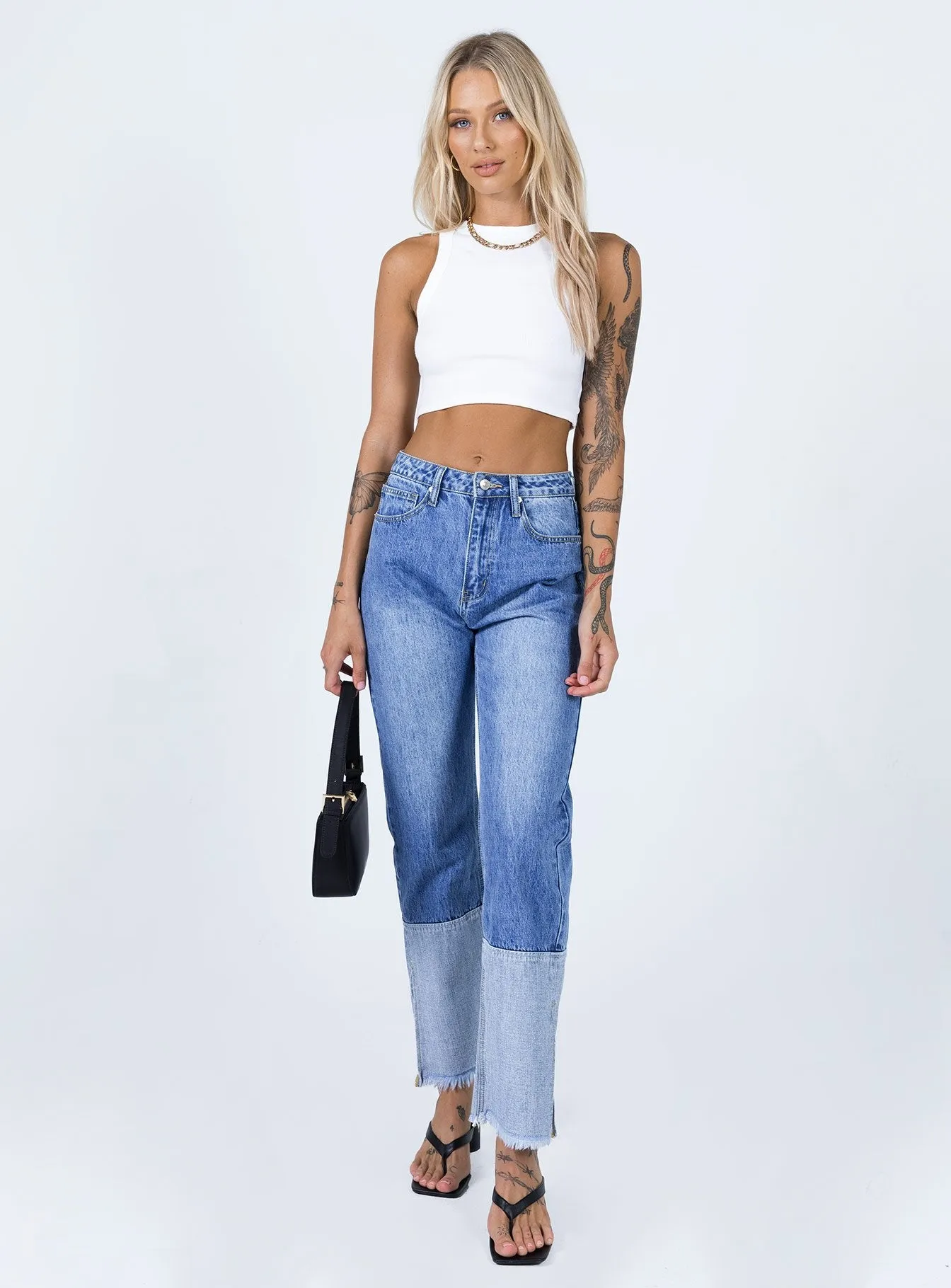 Rhode Straight Leg Spilt Hem Denim Jeans Casual Friday Parent Style Travel Outfit Fit For Life