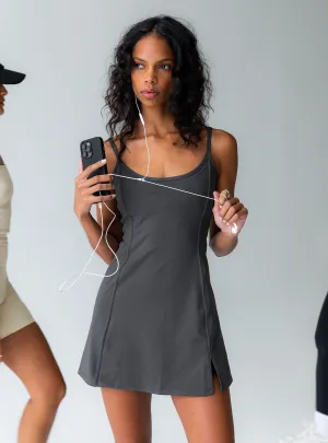 Hot Edge Modest Coverage Cut Ambition Activewear Romper Grey