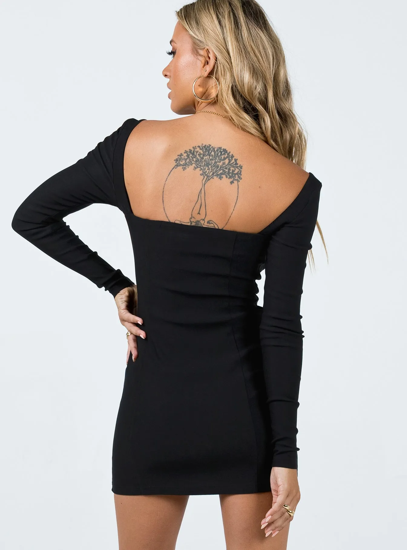 Shine Mode Bartlett Long Sleeve Mini Dress Black