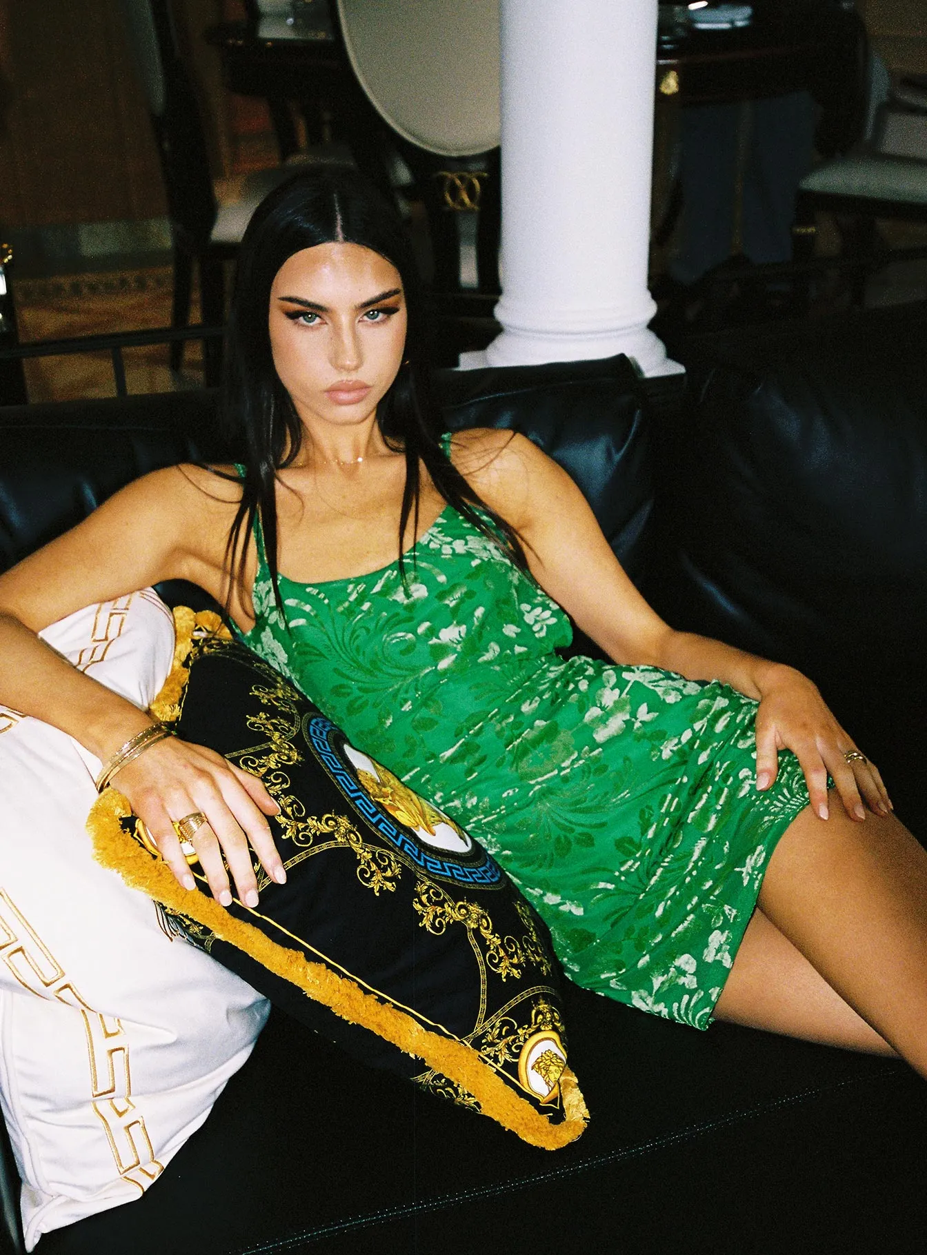 Cozy Fit Style Burn Out Velvet Mini Dress Green