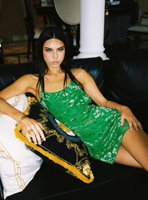 Burn Out Velvet Mini Dress Green Neon Glow Trend Light