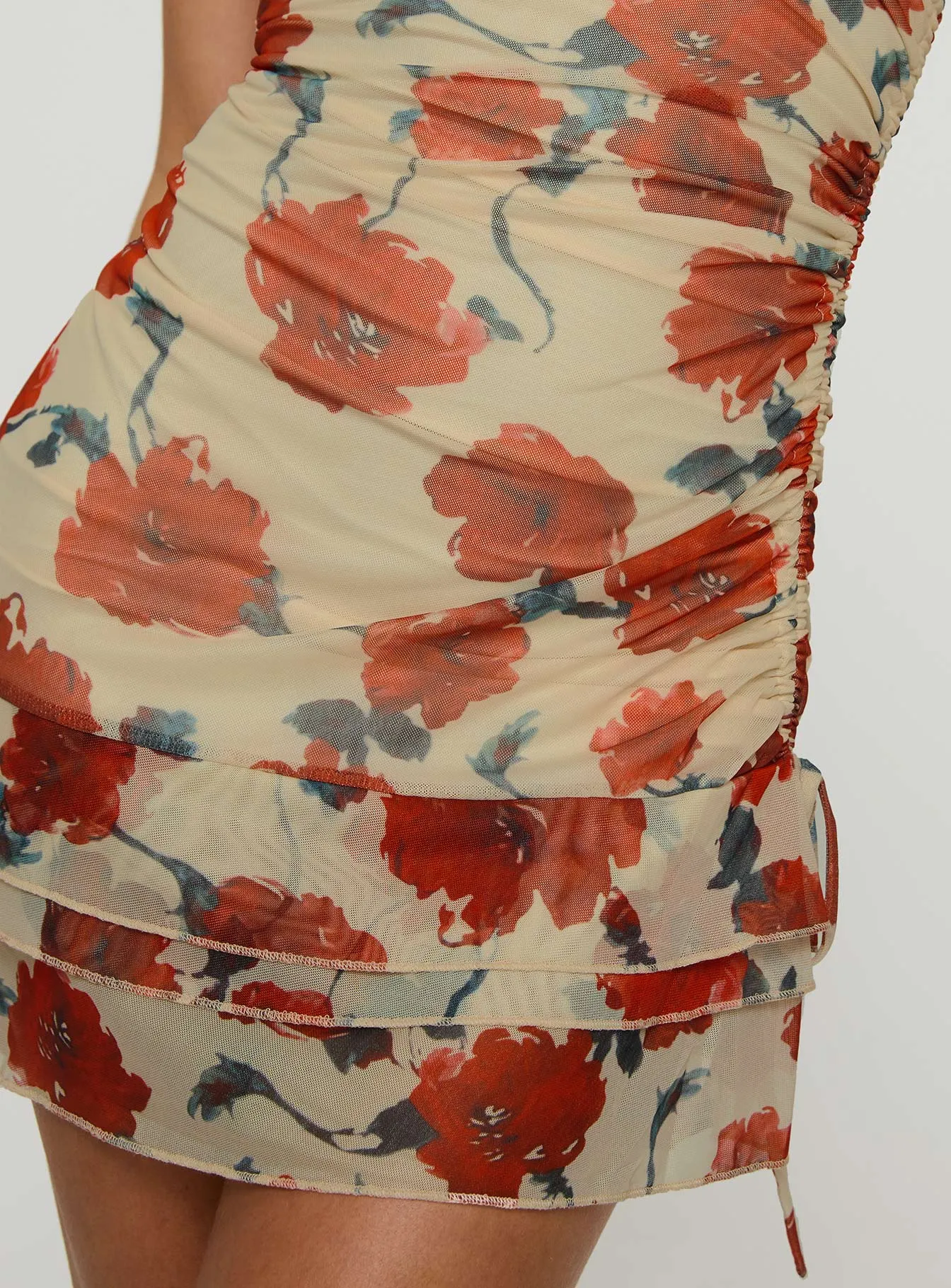 Angle Look Dimitrios Strapless Mini Dress Yellow / Red Floral