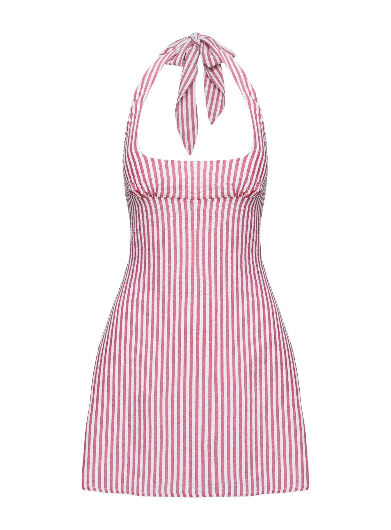 Fresh Vibes Kalico Halter Mini Dress Red / White Stripe