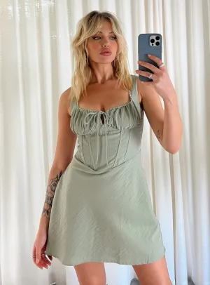 Star Beat Party Edge Kavey Mini Dress Sage