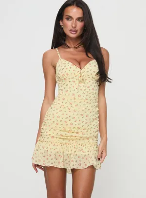 Smooth inner lining Show Glow Kyro Mini Dress Yellow