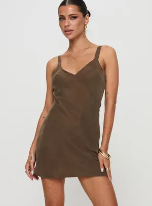 Laurette Mini Dress Brown Club Star Flattering Cut