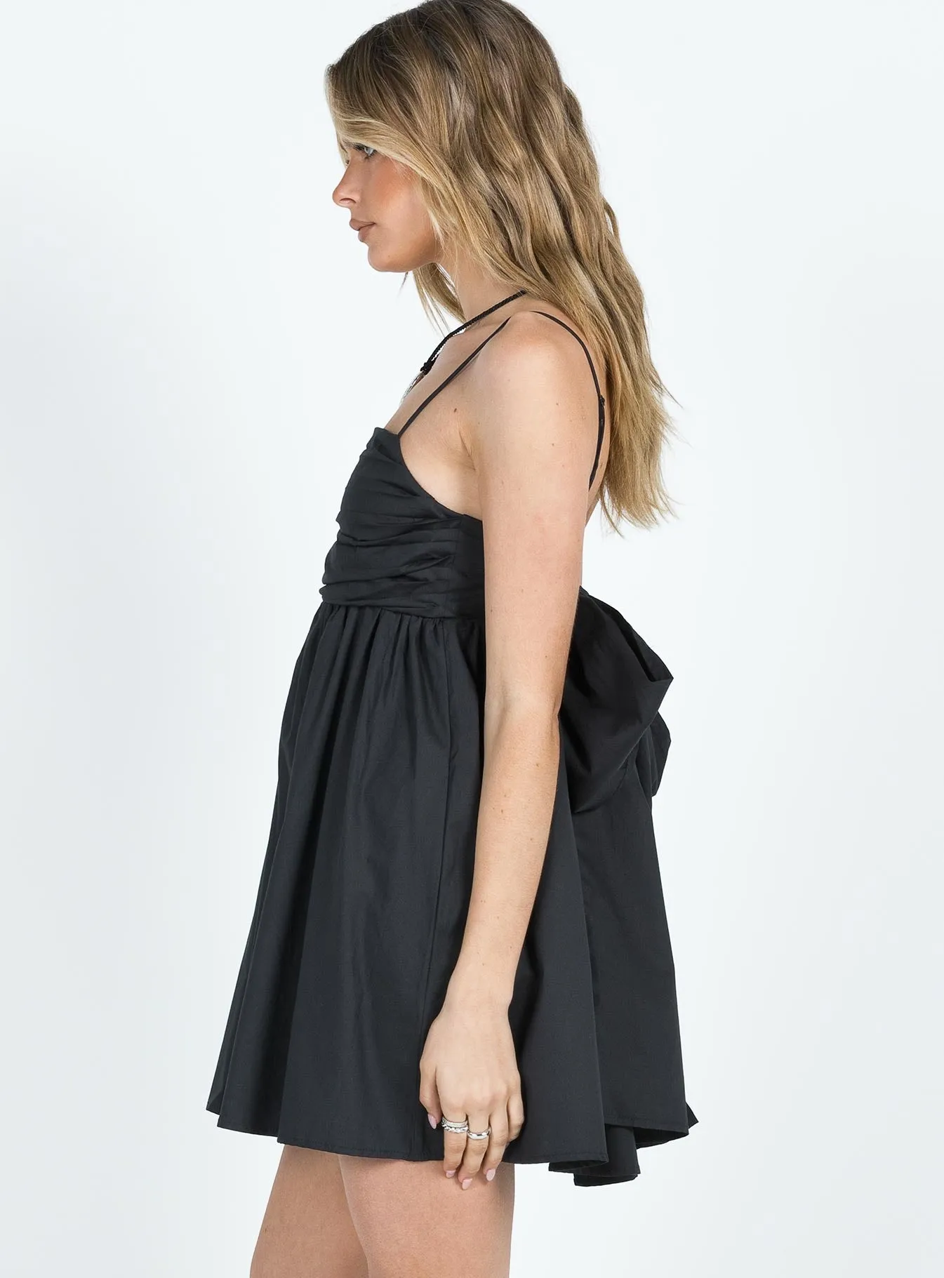 Lynelle Bow Mini Dress Black Glow Queen Trendy Silhouette