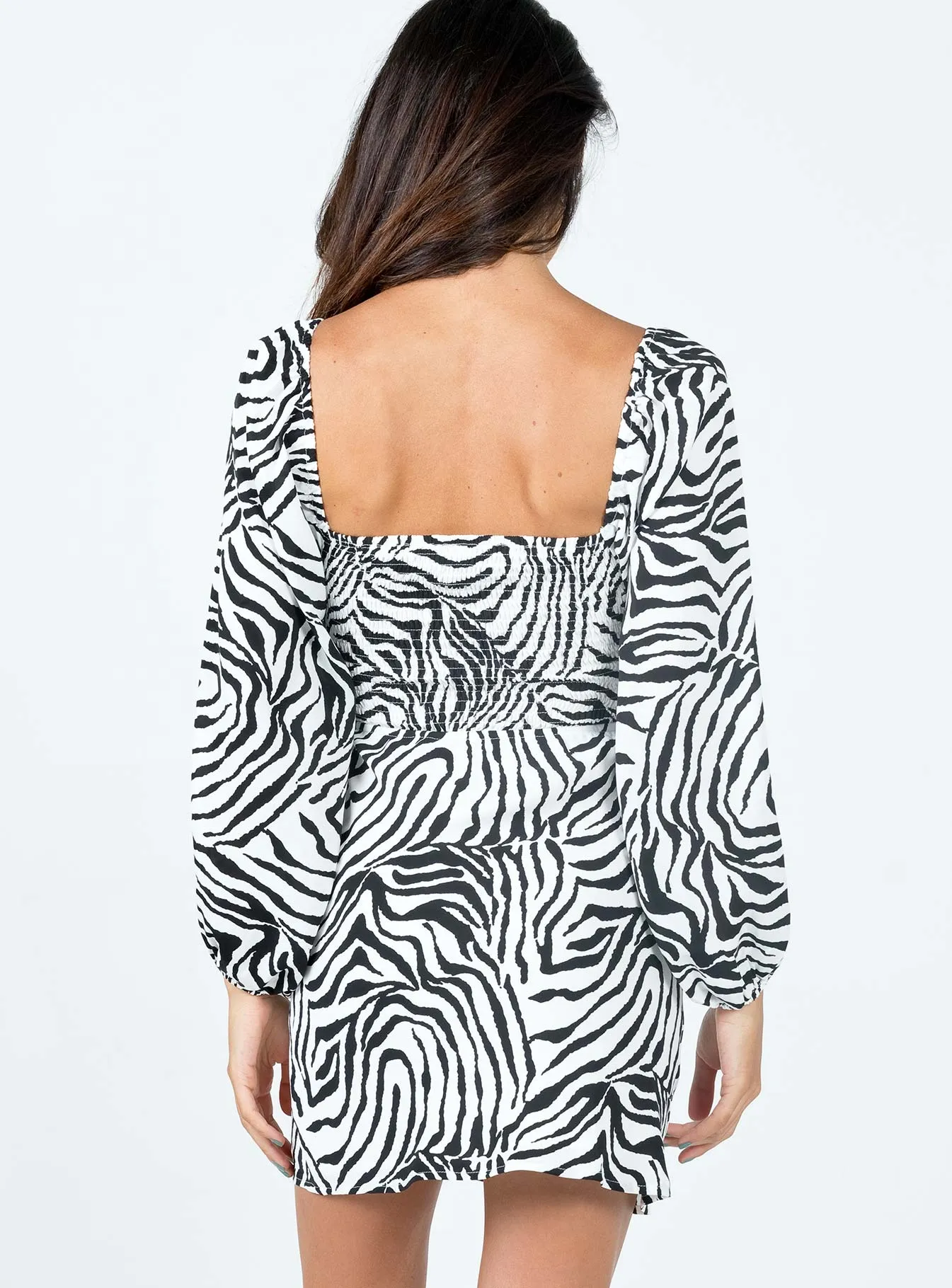 Nakita Long Sleeve Mini Dress Zebra City Babe Lightweight Material