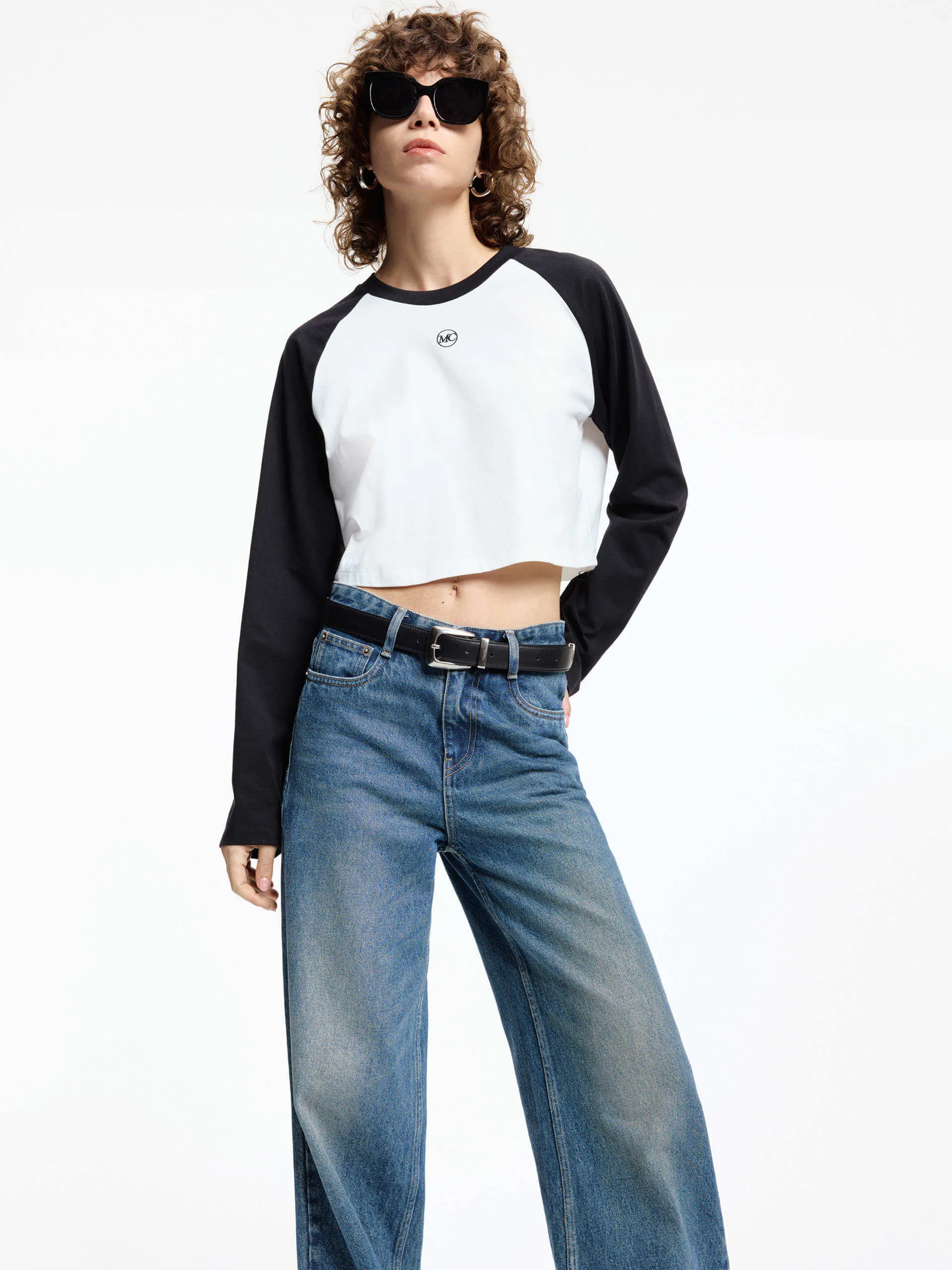 Raglan Sleeves Cotton T-shirt Low Impact Dye