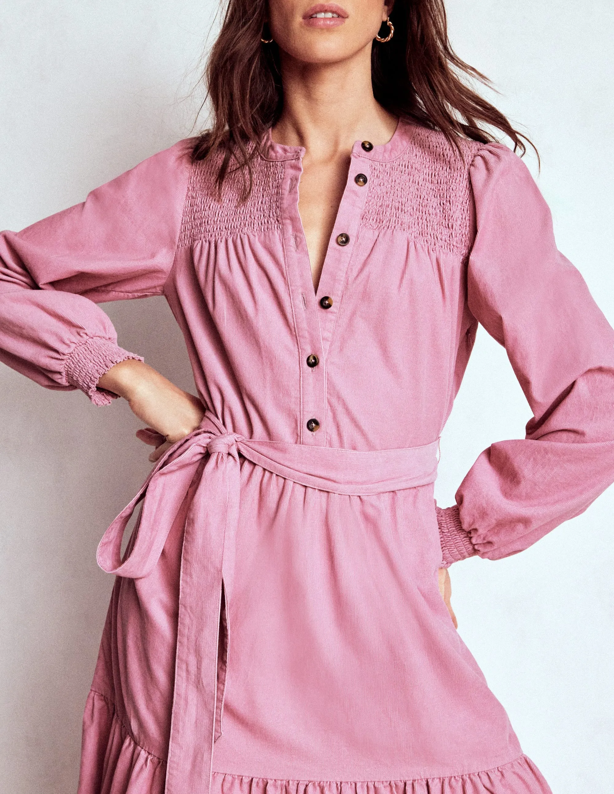 Rainbow Arc Bridal Mood Cecily Cord Midi Dress-Pink Haze