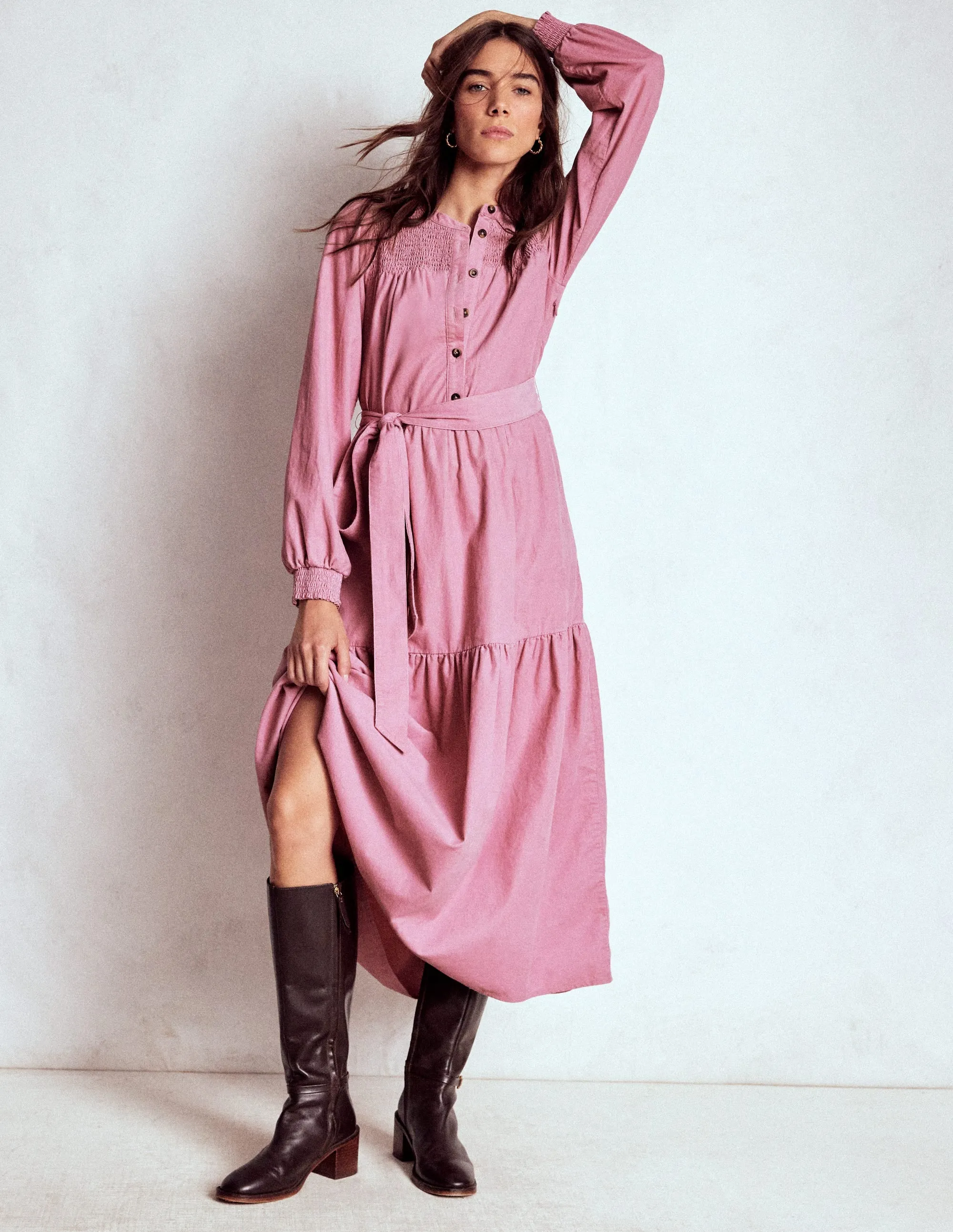 Flattering wear Cecily Cord Midi Dress-Pink Haze