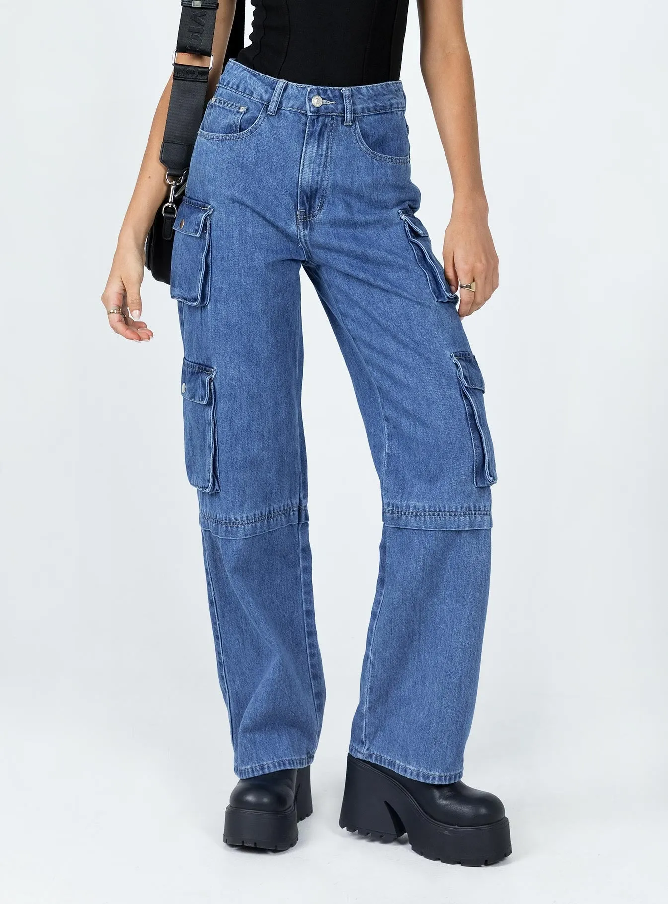 Darla Cargo Denim Jeans Relaxed Mood