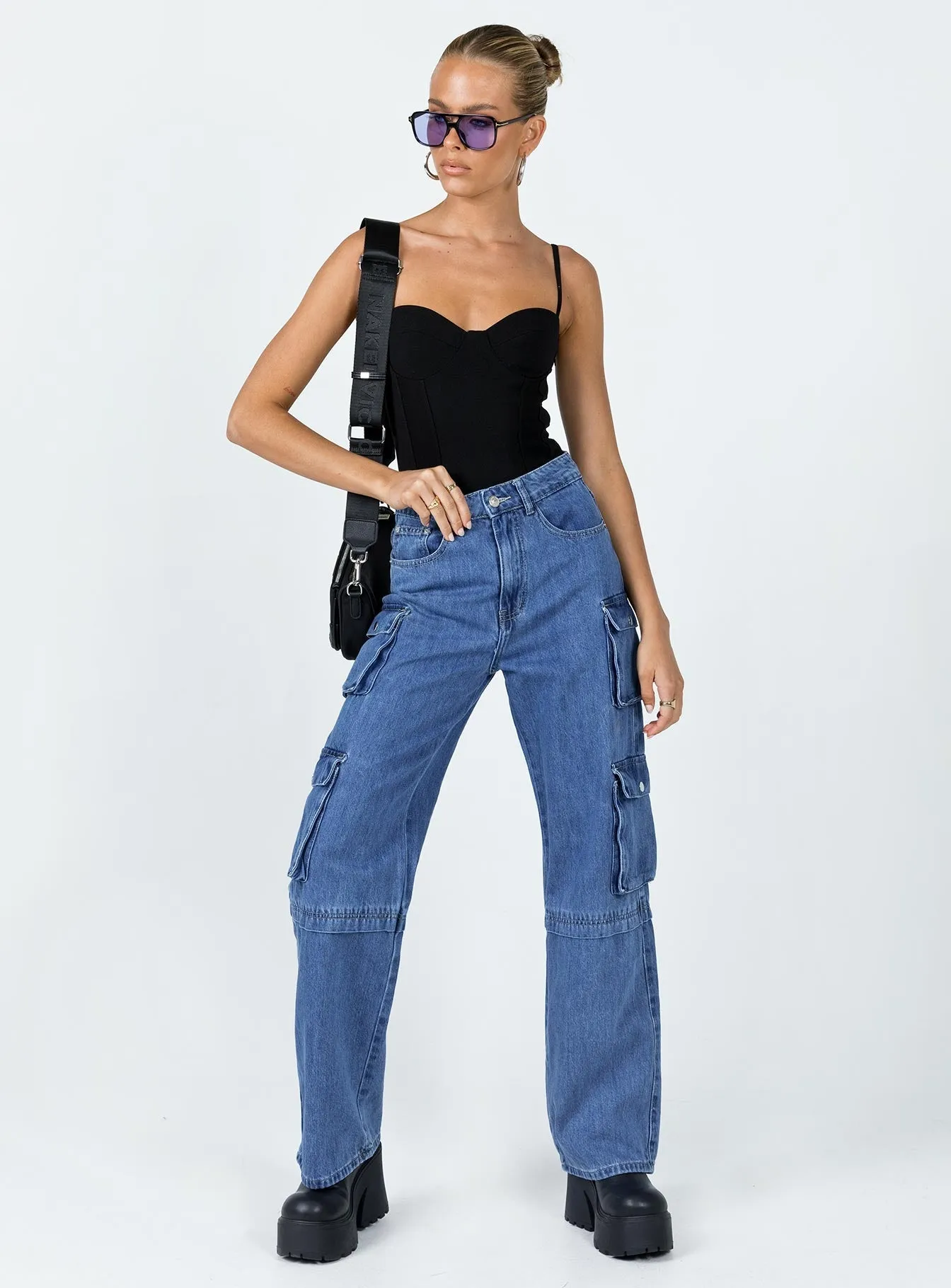 Go Everywhere Weekend Vibes Darla Cargo Denim Jeans