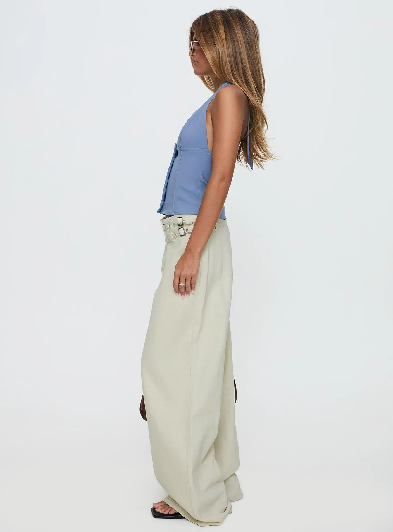 Paltrow Mid Rise Wide Leg Cargo Jeans Cream Petite Minimalist Adult Fashion