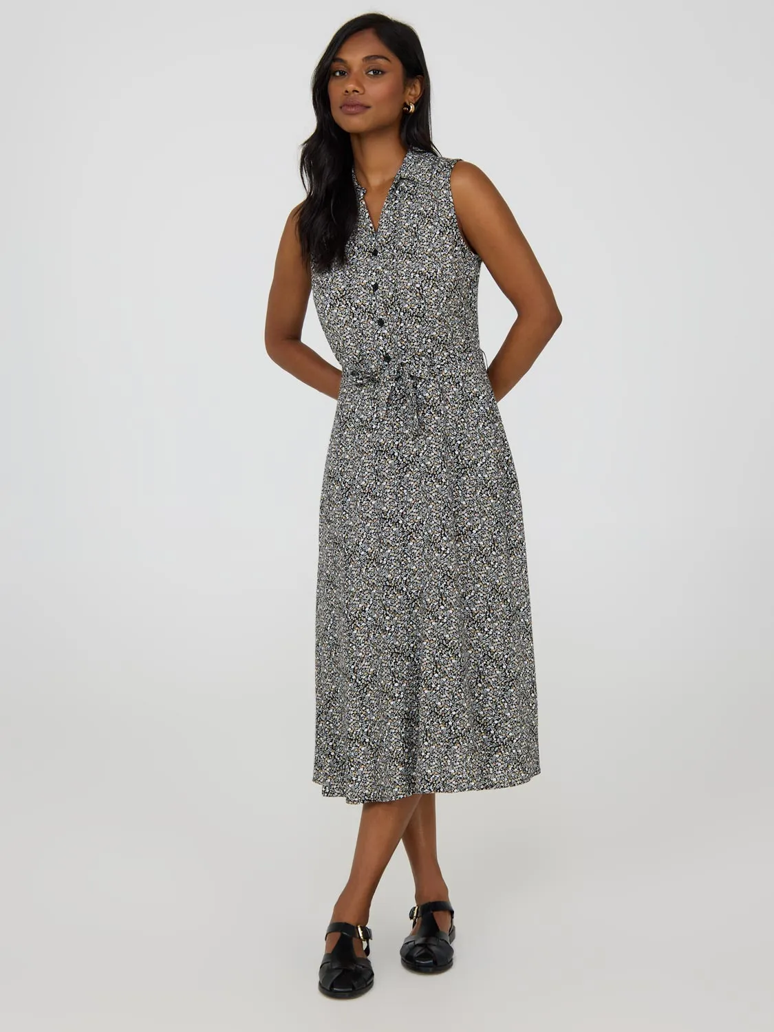 Sleeveless Floral Midi Dress Sapphire Light