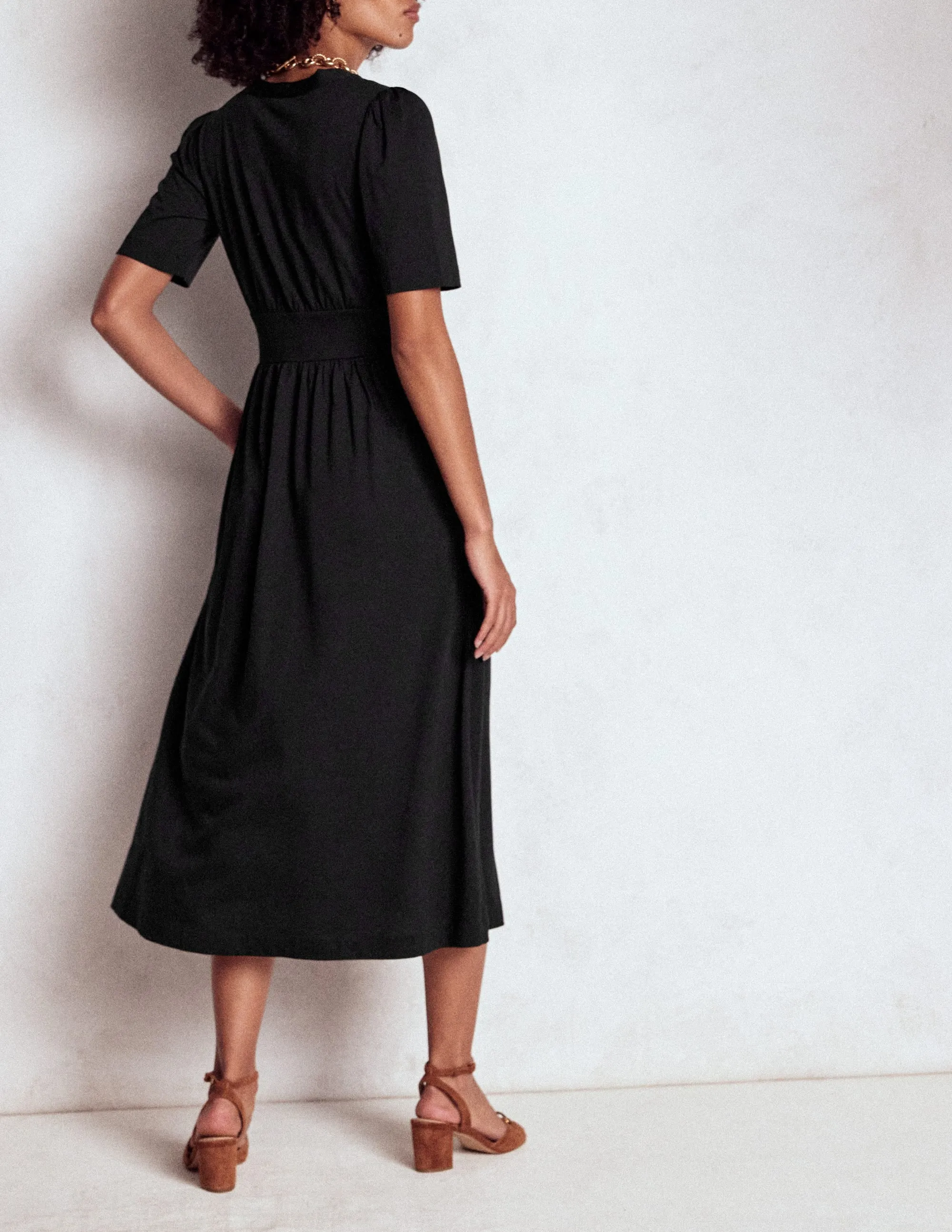 Natalia Jersey Tea Dress-Black Effortless Style Orbit Light