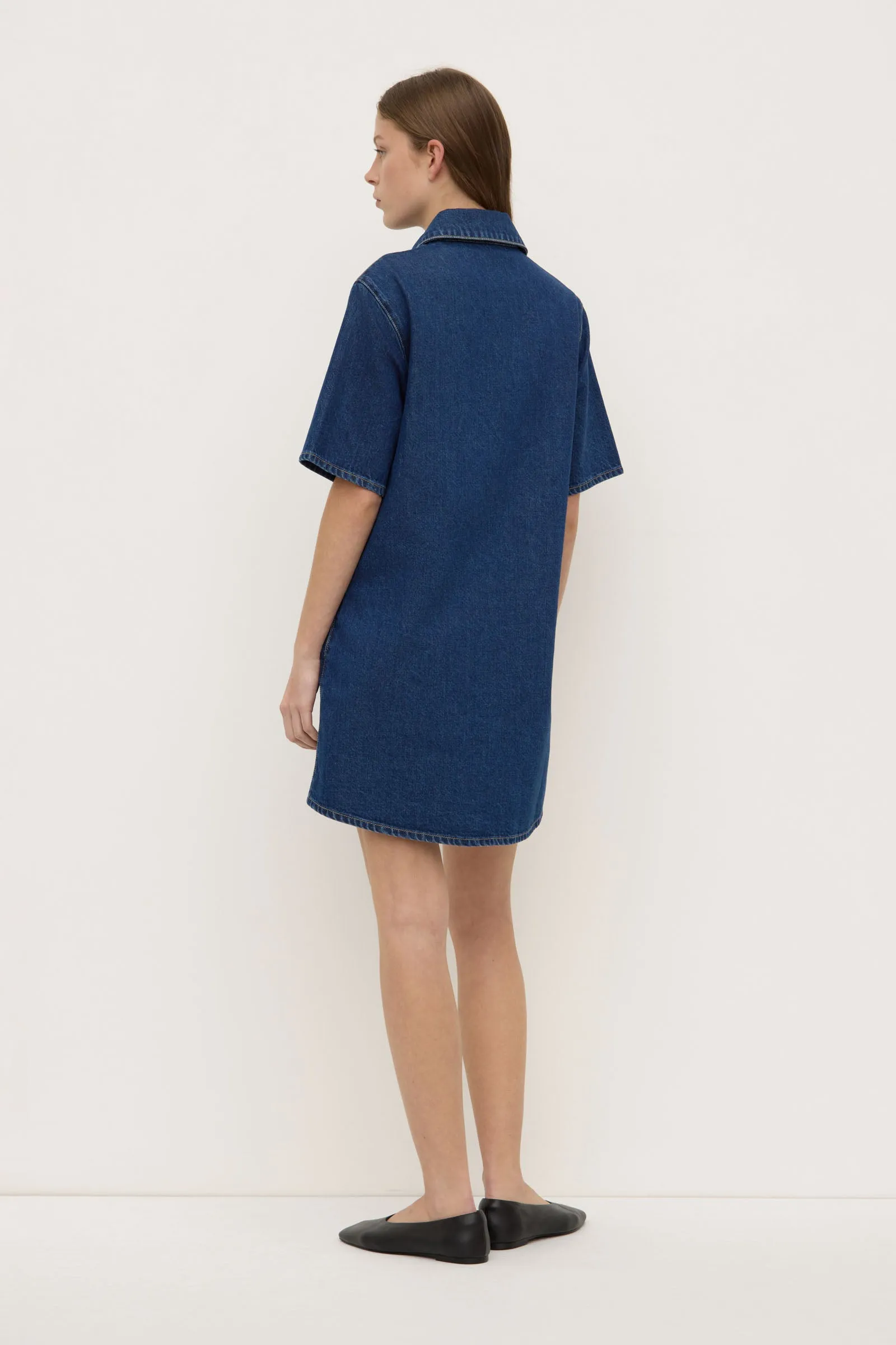 QuickDry Material Neera Denim Mini Shirt Dress
