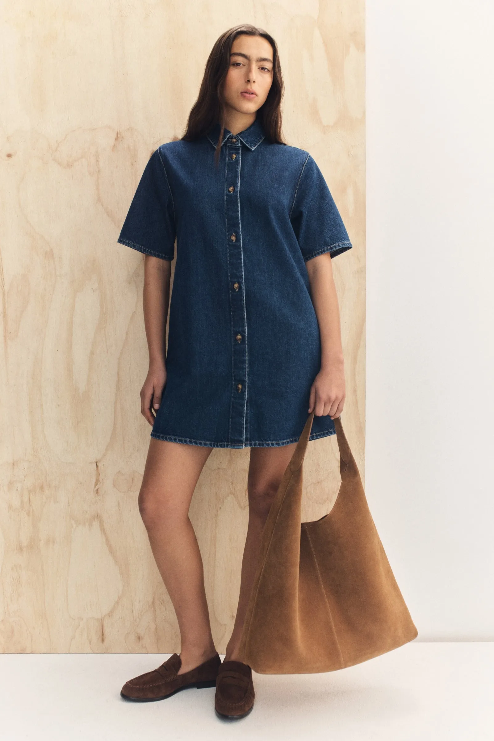 Youth Glow Neera Denim Mini Shirt Dress