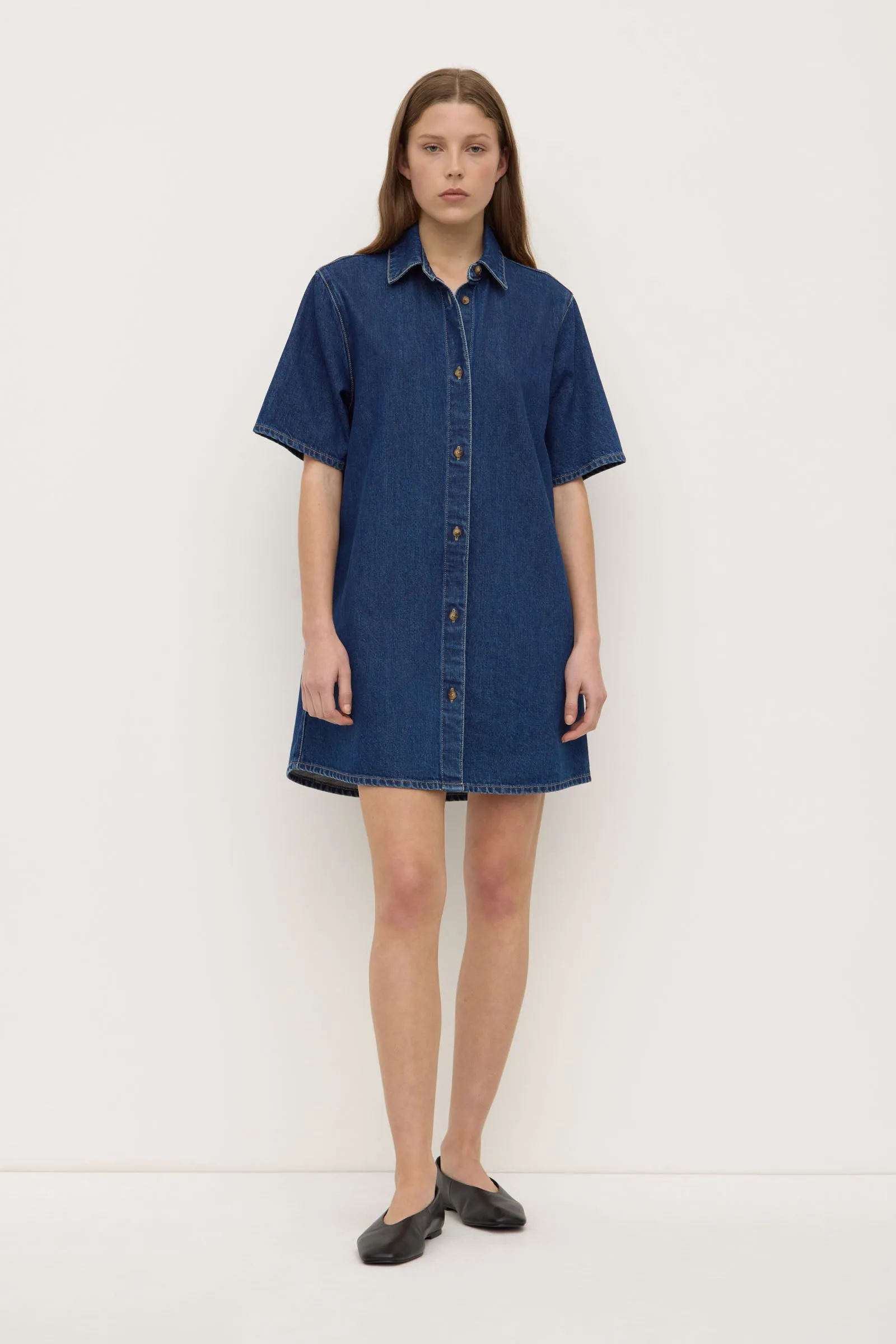 PressureRelief Seams Neera Denim Mini Shirt Dress