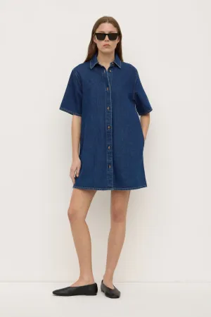 Neera Denim Mini Shirt Dress Elegant Glow