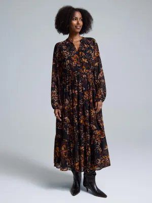 Mist Valley Urban Ease Floral Tiered Chiffon Maxi Dress
