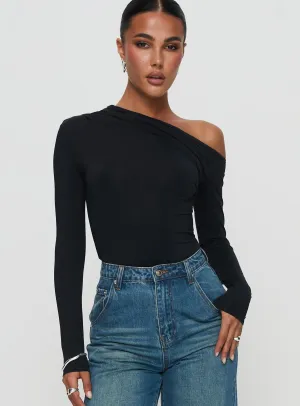 Travel Date Antilles One Shoulder Bodysuit Black