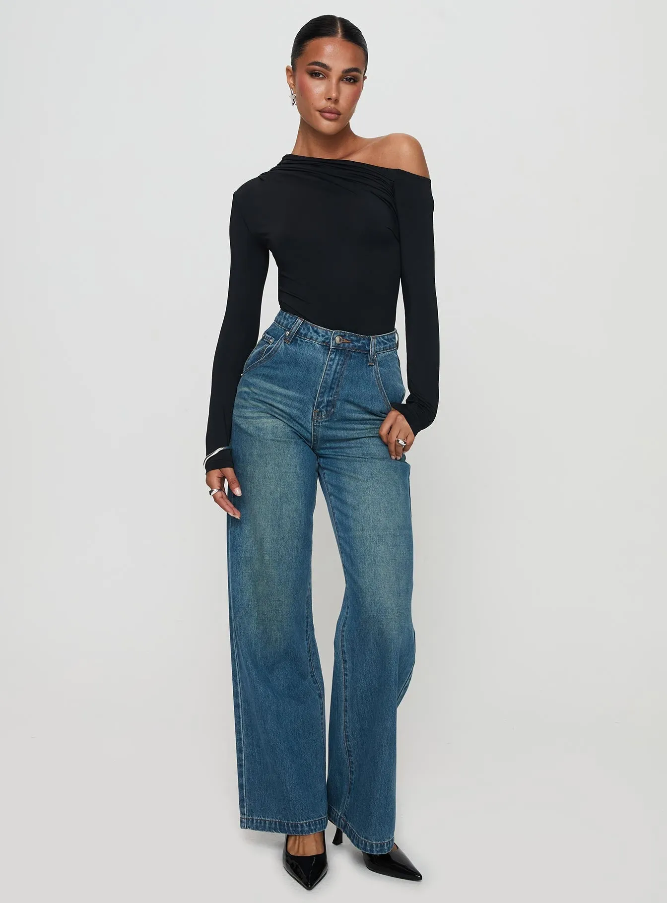 Everyday Student Versatile Everyday Antilles One Shoulder Bodysuit Black