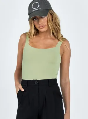 Stylish Fancy Fine Street Cressbrook Square Neck Bodysuit Sage