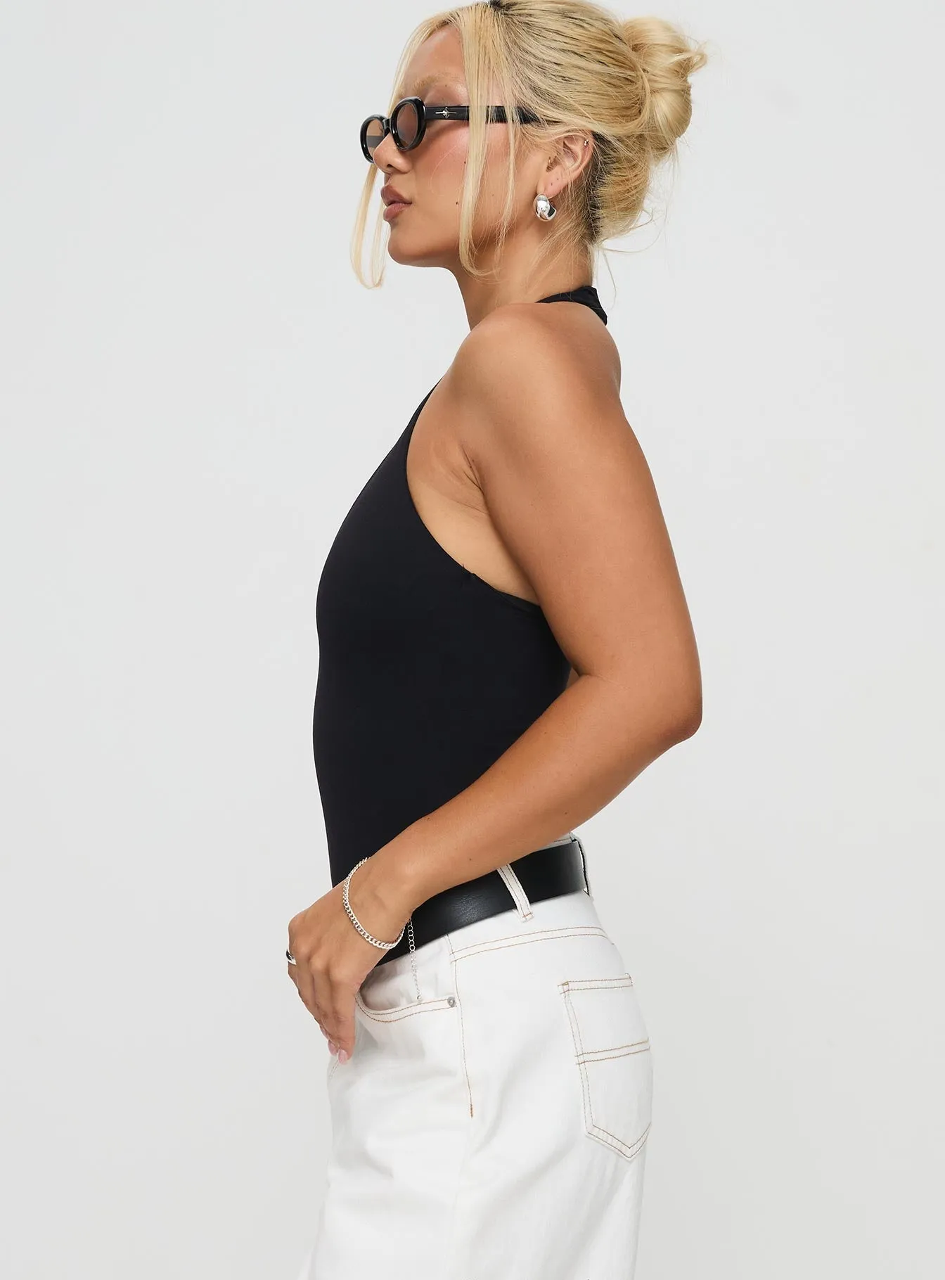 Someone New Halter Bodysuit Black Premium Retro