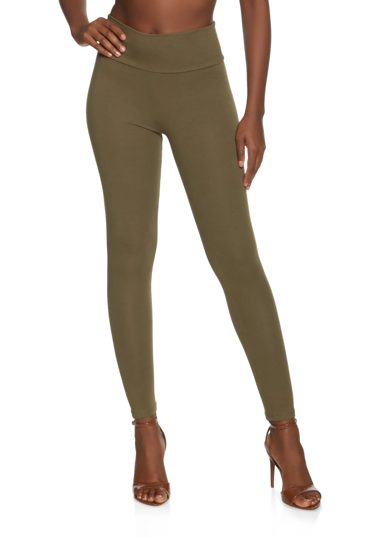 Morning Stretch Wrinkle Resistant Training Day Solid Wide Waist Leggings