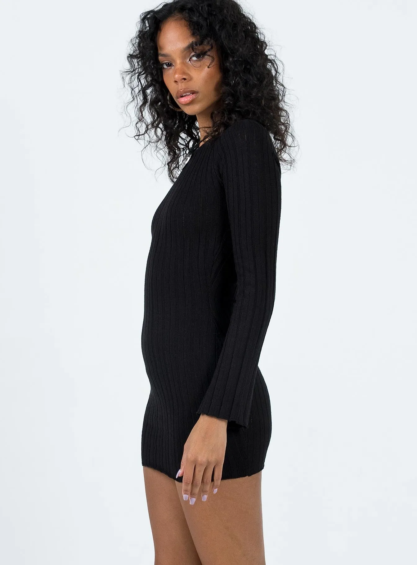 Santorini Knit Mini Dress Black Timeless Look Beat Warm