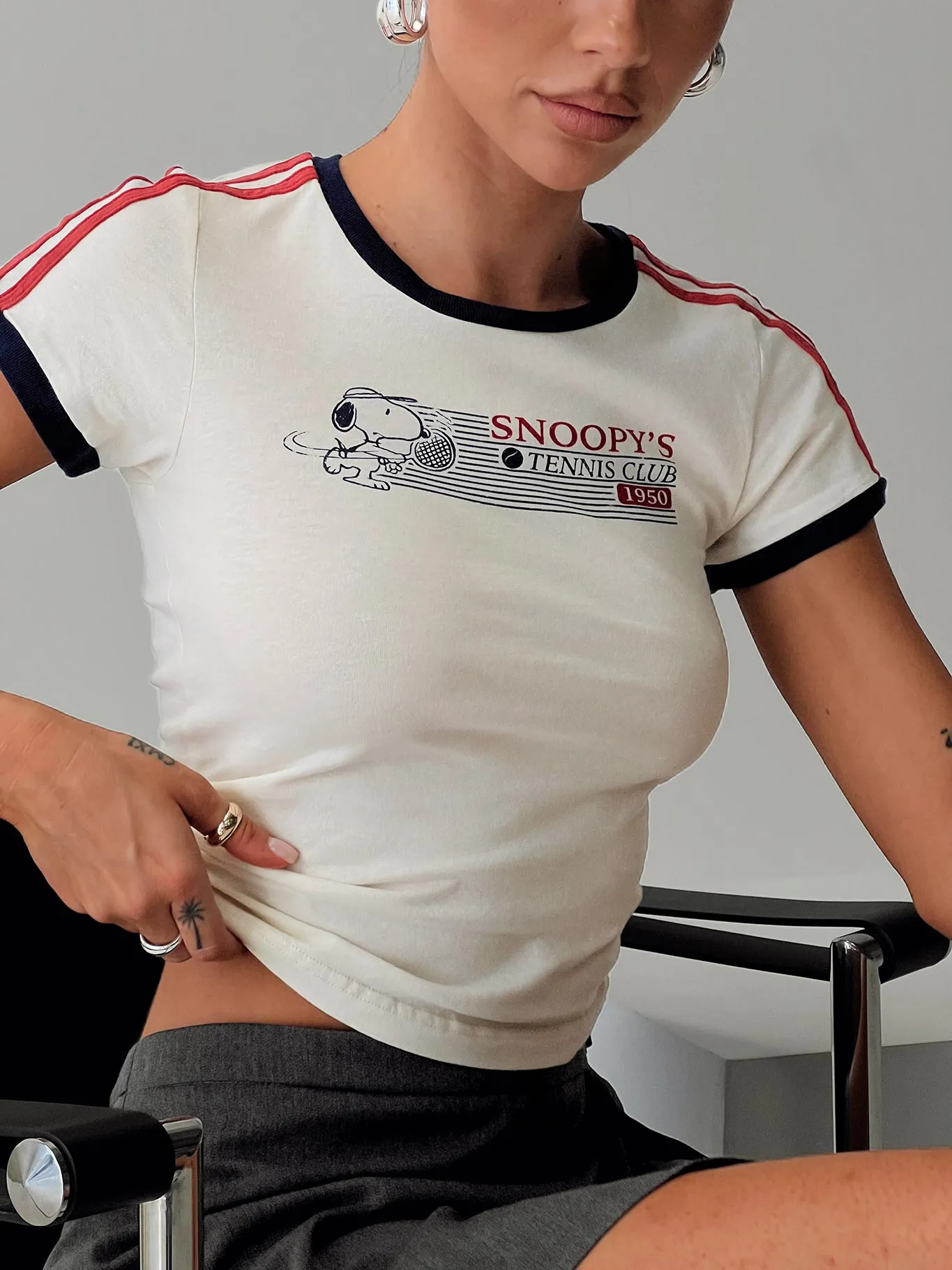 Snoopy Tennis Club Tee White Breezy Design Timeless Look