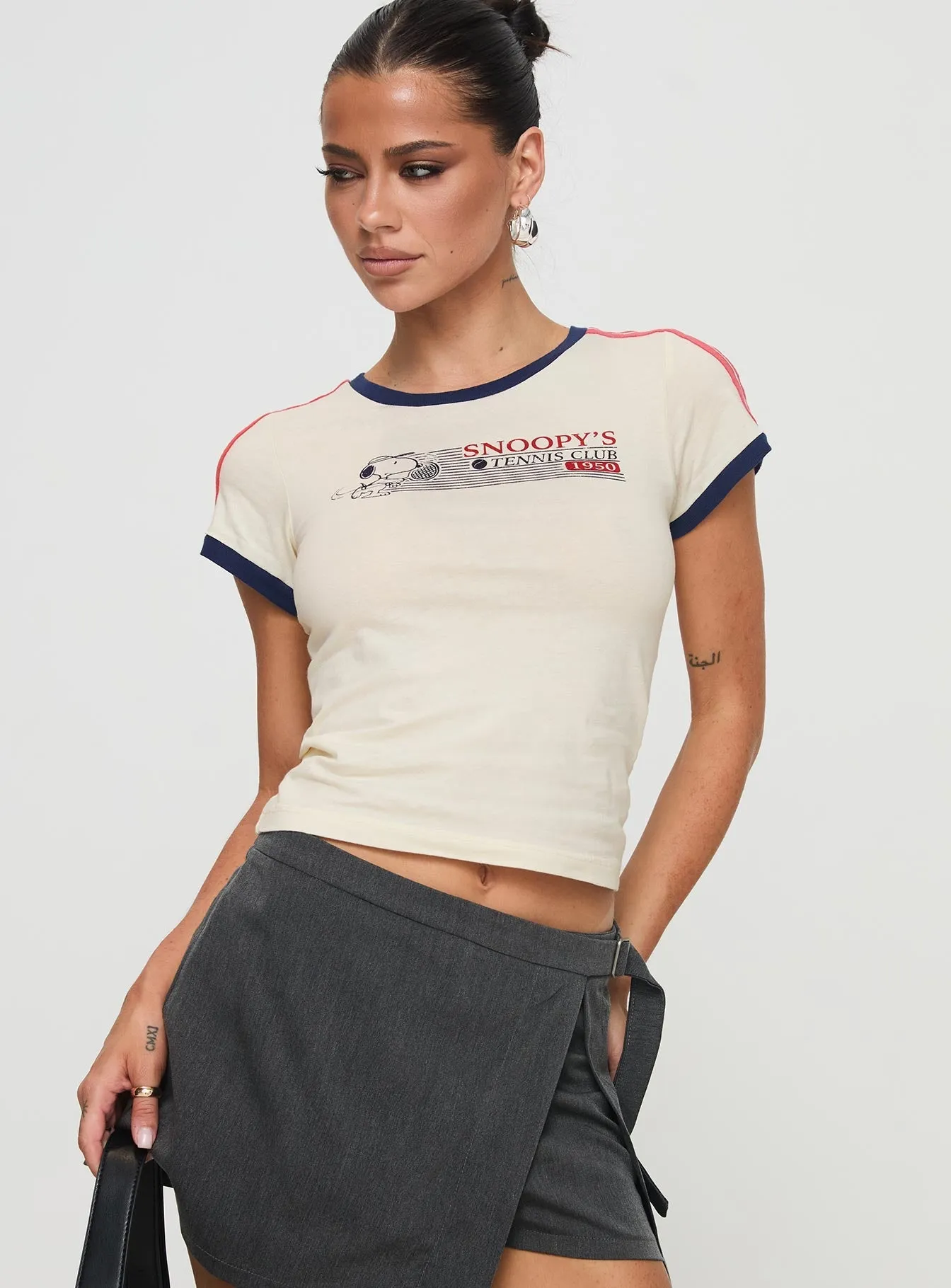 GentleWashResistance Perfect for Vacation Snoopy Tennis Club Tee White