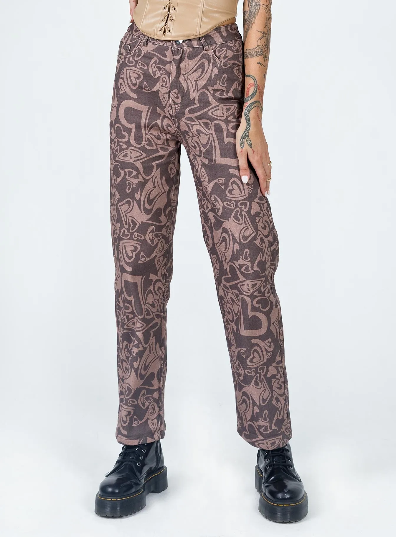 Dameela Straight Leg Jeans Brown Customizable Hem Options Artist Vibe Smooth
