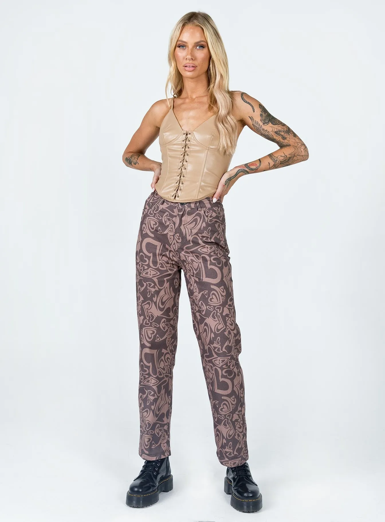 Dameela Straight Leg Jeans Brown Clean Base Durable Fabric