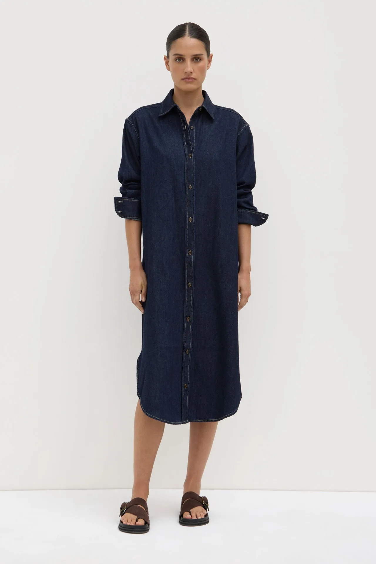 Kiera Recycled Denim Midi Shirt Dress Muse Edge