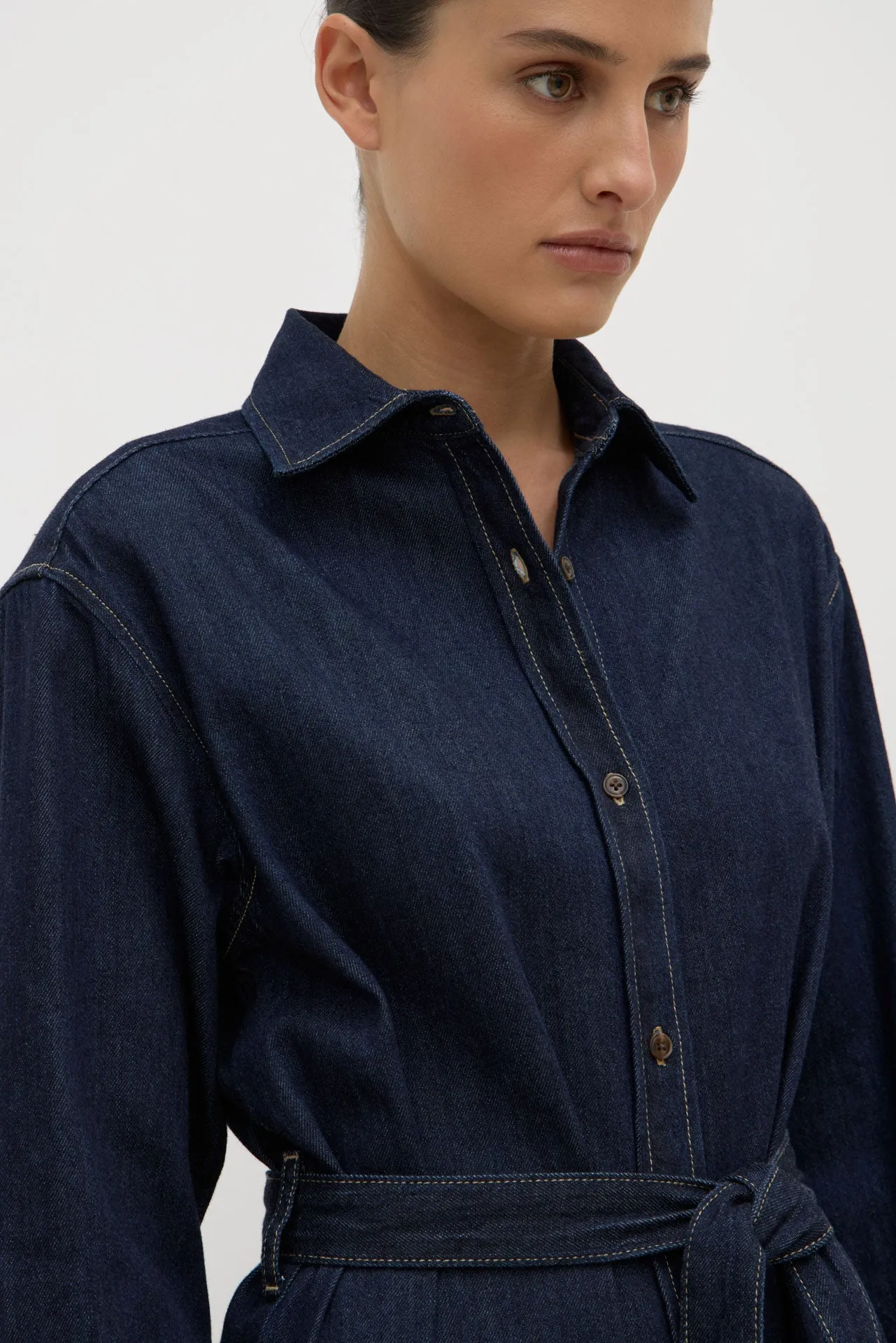 Shimmer Core Kiera Recycled Denim Midi Shirt Dress