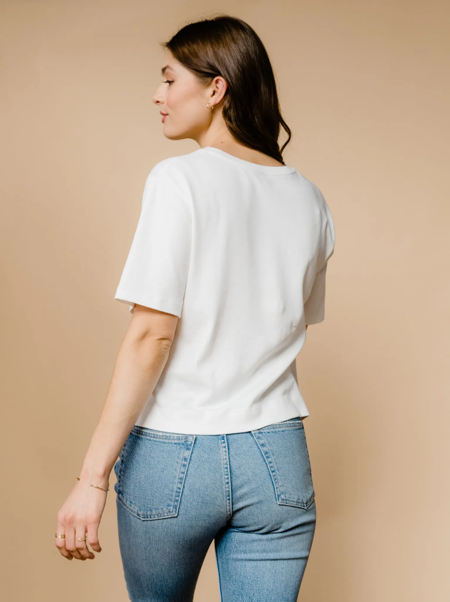 Maria Boxy Tee - White Flex Fit Travel Light