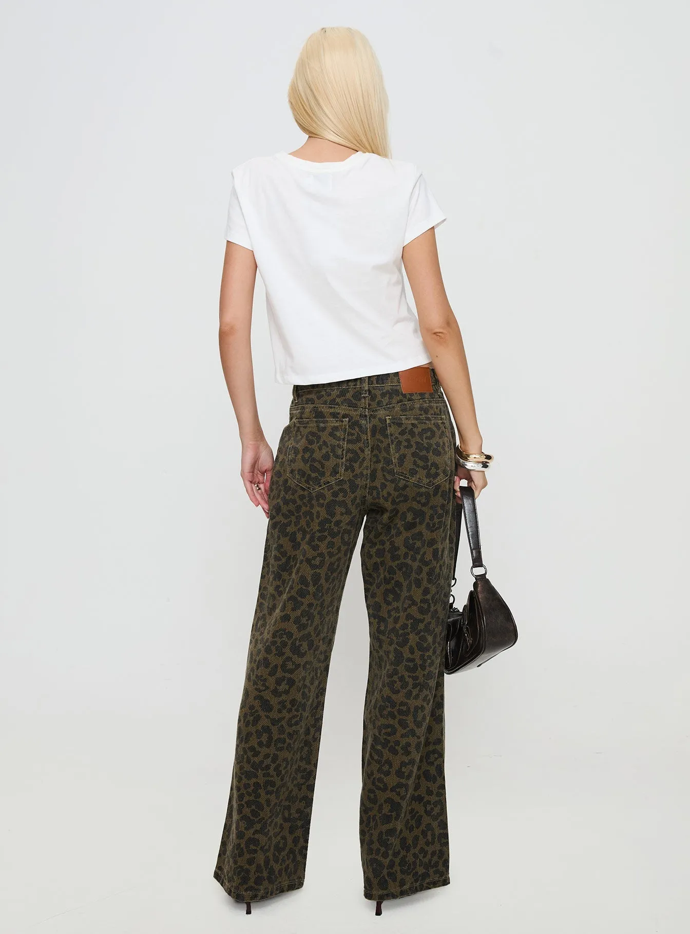 Basic Fashion Briony Low Rise Wide Leg Jean Leopard